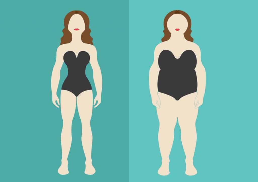  das Bild einer schlanken und fettleibigen Frau