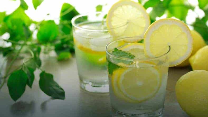  Vatten med citron och mynta